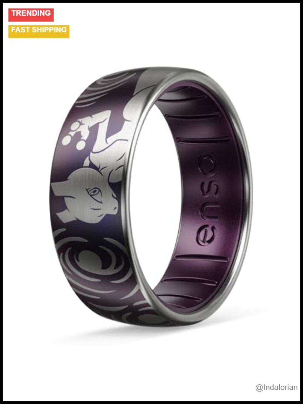 Titanium Silicone Hybrid Ring Pokemon Mewtwo Design Comfort Fit